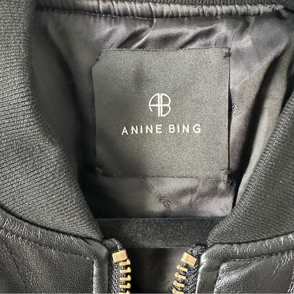 ANINE BING LEON BOMBER Black Recycled Leather SZ XS - Picture 6 of 11